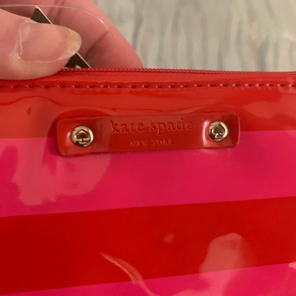 NWT Kate Spade York Street Patent Leather Stripe Zip Mini Pouch Bag Striped - Picture 4 of 10